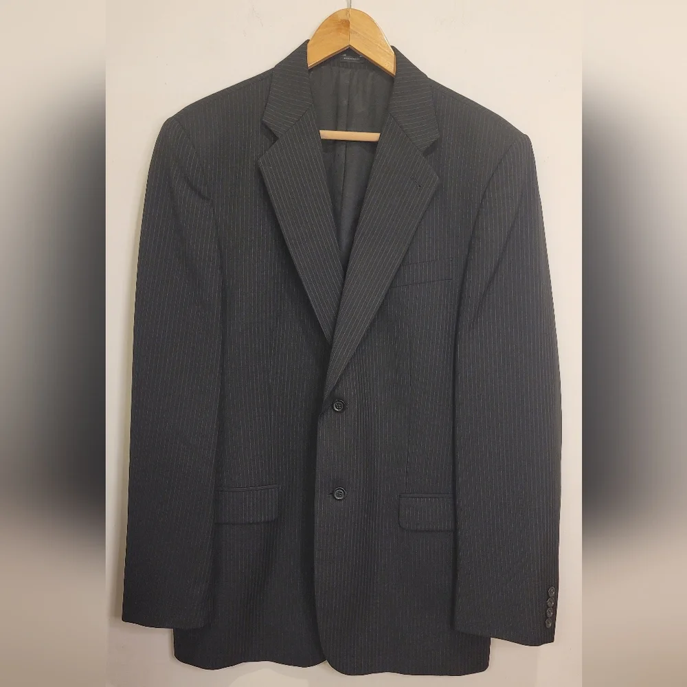 Black Pinstripe Blazer 42L Career Interview‎ Suit Jacket  Express